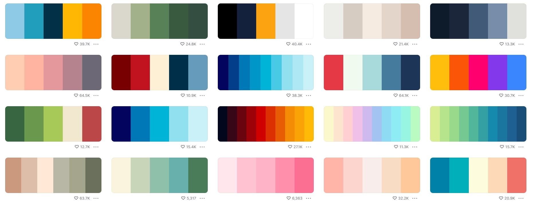 Exemplo de paletas de cores para criar um vídeo @definicao.marketing
