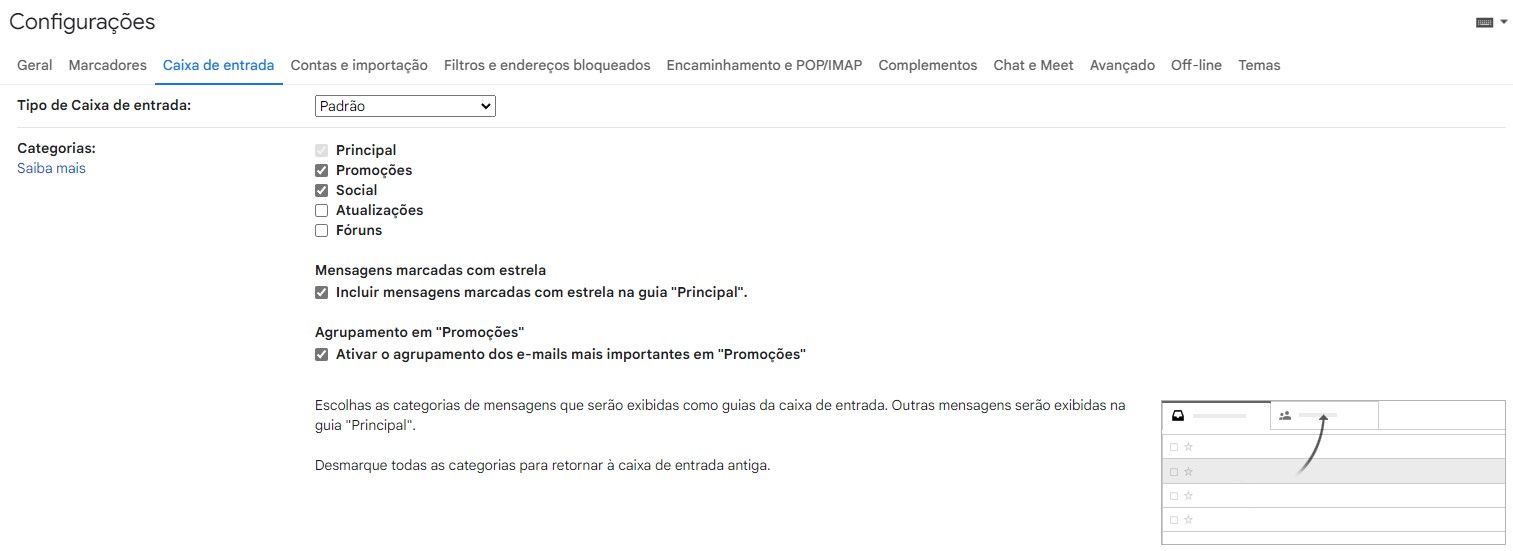 Economize tempo excluindo uma categoria do Gmail