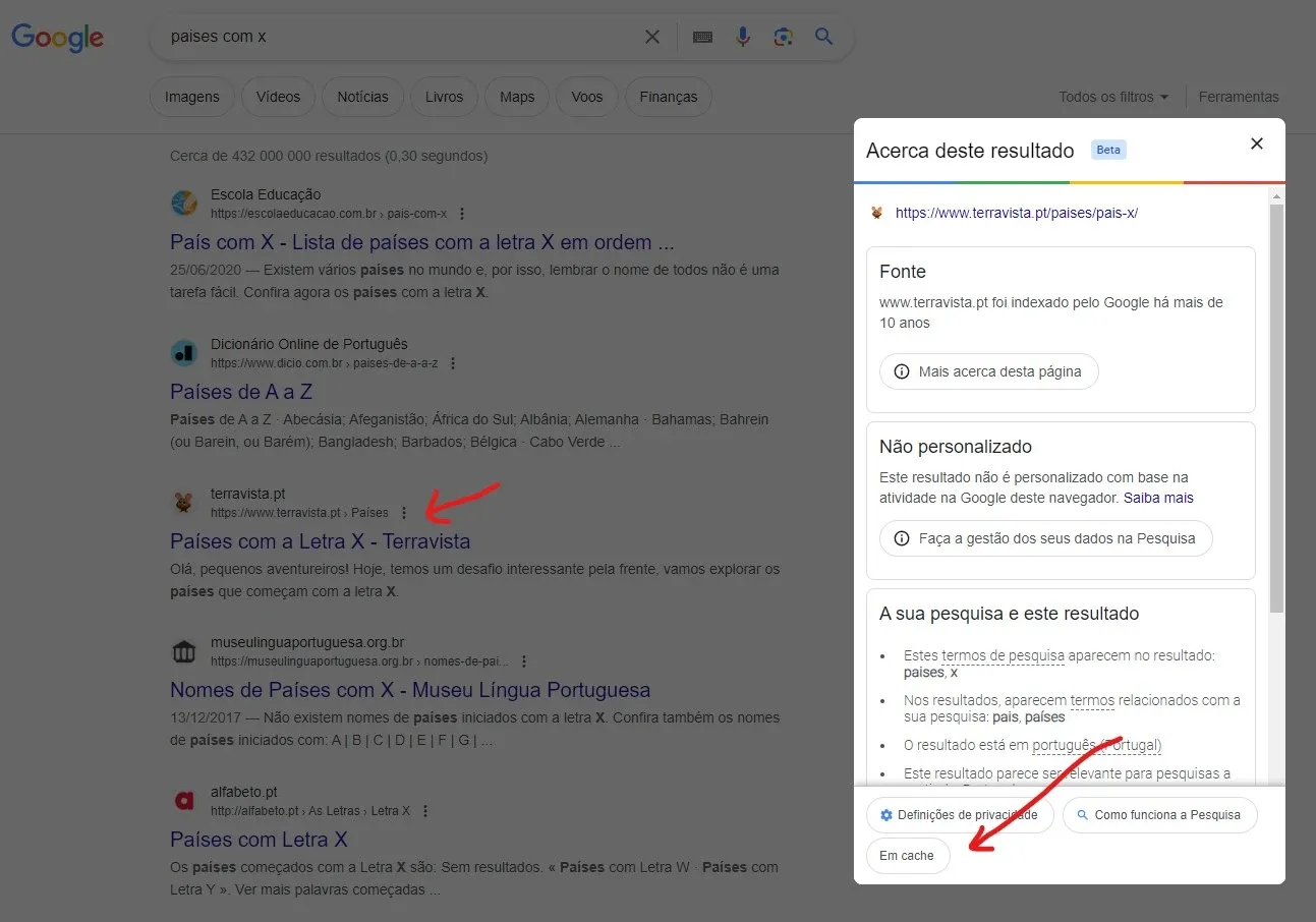 O cache do Google permite que você acesse uma página da internet mesmo que ela esteja em manutenção
