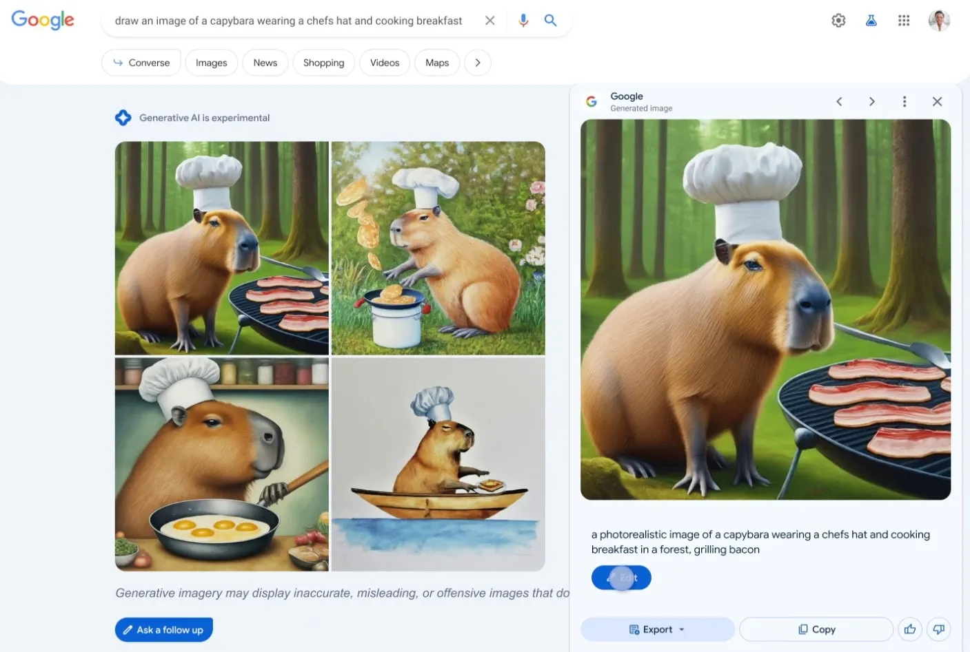 Como outros geradores de imagens, a IA do Google oferecerá quatro imagens como resposta a cada consulta