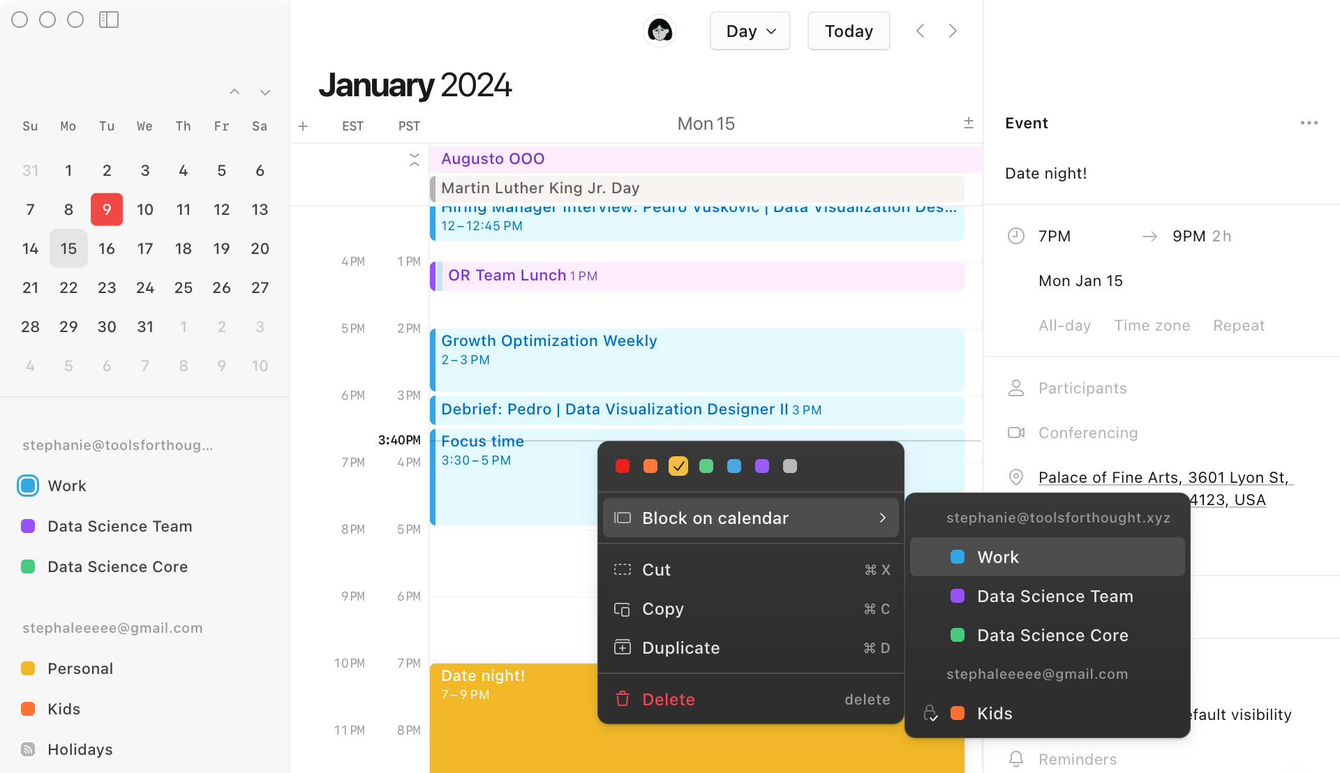 O Calendário Notion também oferece um recurso para planejamento de reuniões